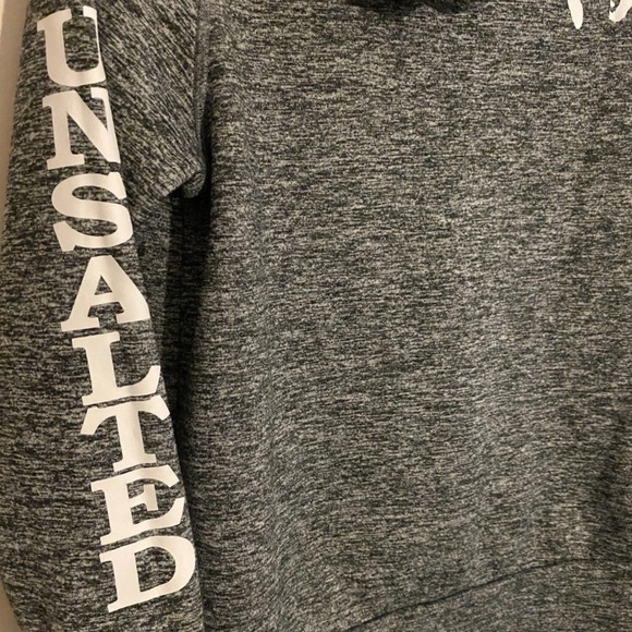 Great Lakes Unsalted Long Sleeve Hoodie Gray Size Small Unisex White Graphics - Picture 3 of 6